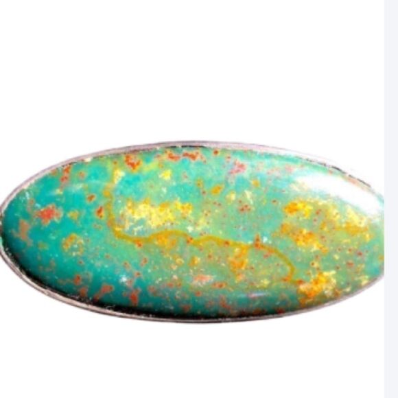 Vintage metal brooch One of a Kind Artist handmade sterling silver Stone pin - Picture 3 of 13